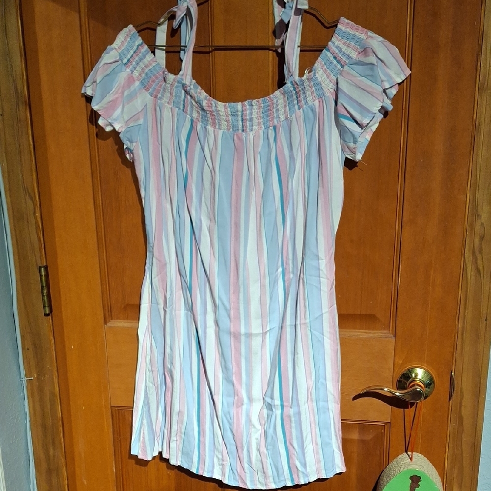 Off The Shoulder Striped Dress